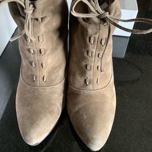 Grey suede heels booties